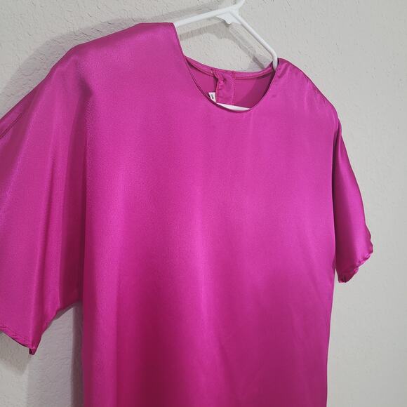ALEXANDRIA Vintage Blouse Womens Size 14 Pink Fuchsia Short Sleeve 80s Statement - Picture 7 of 10